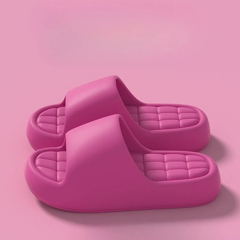 Unisex Bathroom Slippers Cloud Cushion Slides Summer Flat Sandals Thick Platform Shoes Man Indoor Non-Slip Couple Flip Flops