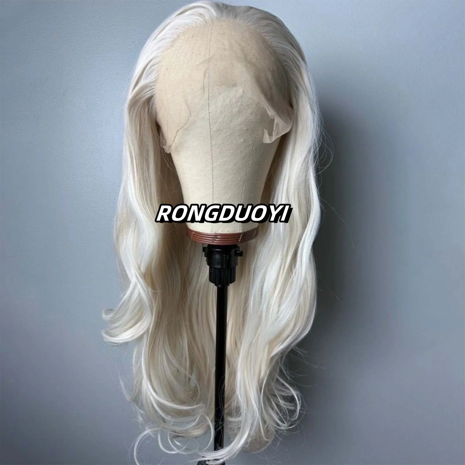 Platinum Blonde Wig Natural Wavy Synthetic Hair Lace Front Wig Long Curly Colored White Blonde Lace Frontal Wigs for Women Party Secondary image