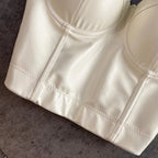 Stylish Wowen PU Leather Corset Imitation Leather Festival Clothing Bustier Lady Cropped Top Girls Punk Rock Club Party Camis