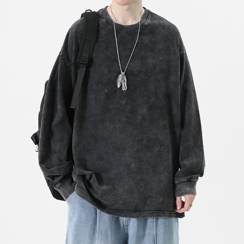 American Retro T Shirts Men Oversized T-shirt Women Loose Long Sleeve Shirt Vintage Hip Hop Y2K Style Men's Streetwear Plus Size Secondary image