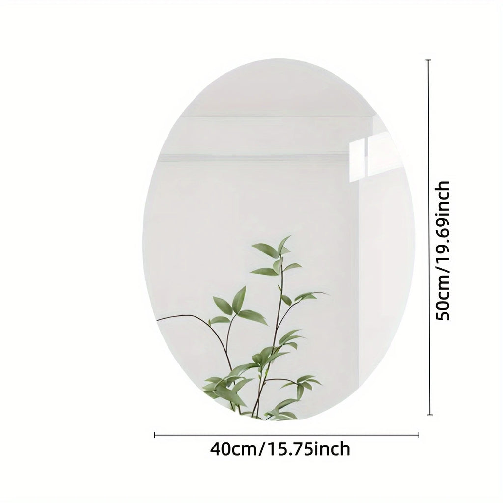 2D Acrylic Oval Self-Adhesive Mirror Irregular Punch-Free for Bathroom Toilet Wash Basin Living Room Bedroom Soft Wall Mirror