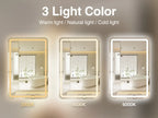 LED Bathroom Mirror Cabinet 3-Tier Storage Detachable Shelves Color Dimmable Defogging Wall Mounted Cabinet Bathroom Furniture