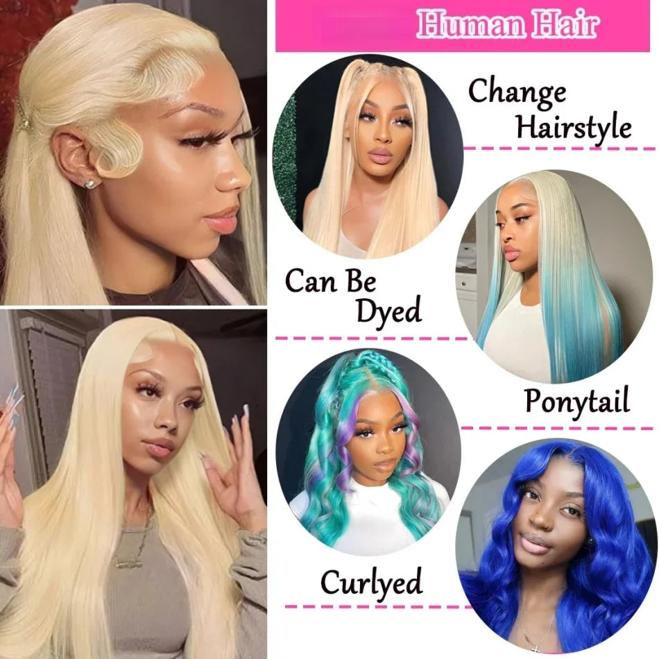 Blonde 613 Human Hair Wigs Straight Hd Lace Frontal Wig 13X6 Brazilian Wig For Black Women 30 40 Inch Lace Front Wig 230 Density