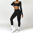 2-Piece Quick Dry Yoga Set – Long Sleeve Gym Outfit