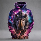 Men's Wolf 3D Printed Hoodie, Fierce Animal Graphic Hooded Sweatshirt, Long Sleeve Casual Streetwear Pullover Tops