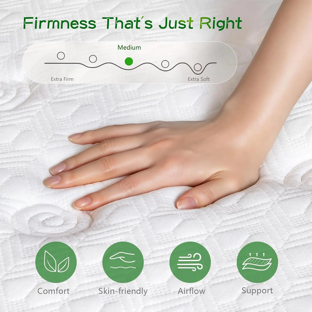 Twin Mattress 10 Inch - Memory Foam Hybrid with Pocket Springs, Medium Firm, Pressure Relief for All Sleep Positions