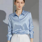 All-match Satin Finish Shirts And Blouses Women Clothing Casual Top OL Long Sleeve Button Elegant Shirts French Solid Blouses