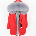 MAOMAOKONG 2025 & 2026 Real Fur Coat New Fashion Fox Fur Collar Winter Women's clothing Removable Lining Thickened Jacket Short Parka