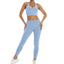 2 Pieces Women Yoga Set Workout Sportswear Gym Clothing Fitness Short Sleeve Crop Top High Waist Leggings Sport Suits
