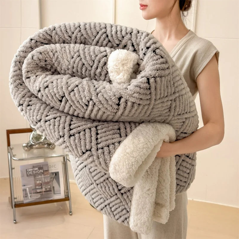 Sherpa Like Fleece AB Side Throw Blanket Ultra-Soft Warm Winter Thick Blankets For Single Double Bedspread Drop Shipping 120*200