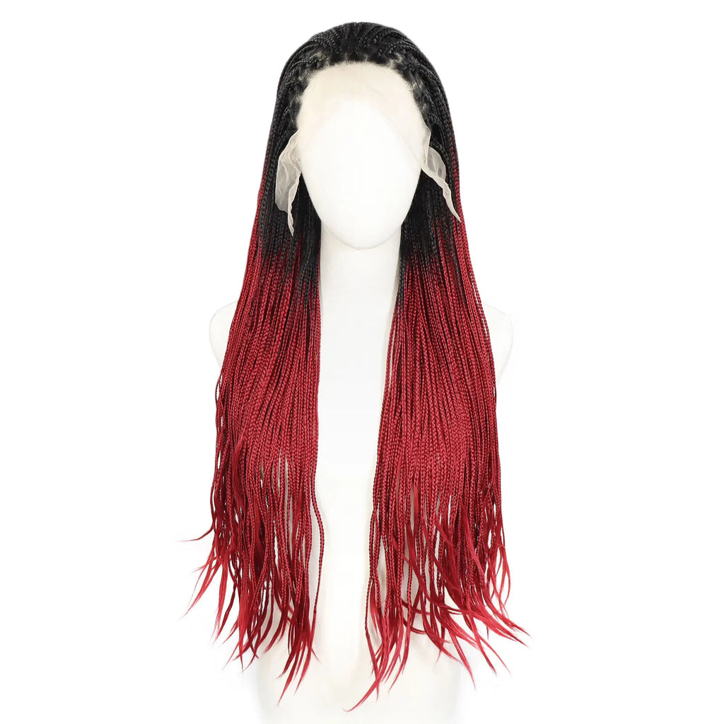 613 Blonde Box Braided Wigs Braids For Black Women 26Inch Long African Cornrow Crochet Braids Synthetic Hair 13x3 Lace Front Wig