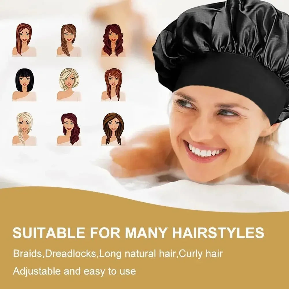 Bonnet Satin Sleeping Hat Hair Night Sleep Cap Head Cover Shower Caps for Bath and Sauna Bathing Shower Caps Bathroom Products