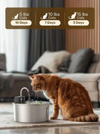 3.2L Wireless Stainless Steel Cat Water Fountain With 4000mAh Battery & Sensor Automatic Filtration Pet Water Drinker Dispenser