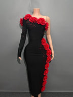 3D Flower Strapless Dress Party Dresses Ropa De Mujer French Banquet Elegant Gown Vestidos فساتين سهرة فساتين نسائيه انيقه