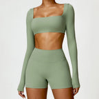 2-Piece Quick Dry Yoga Set – Long Sleeve Gym Outfit