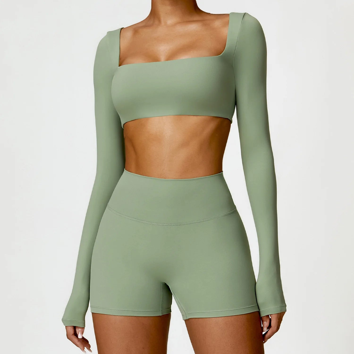 2-Piece Quick Dry Yoga Set – Long Sleeve Gym Outfit