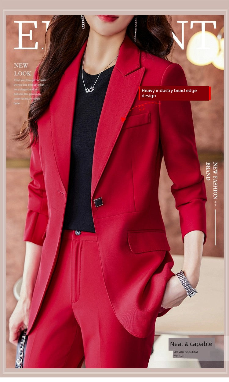 Coat Women's Red Work Clothes Suit Jacket