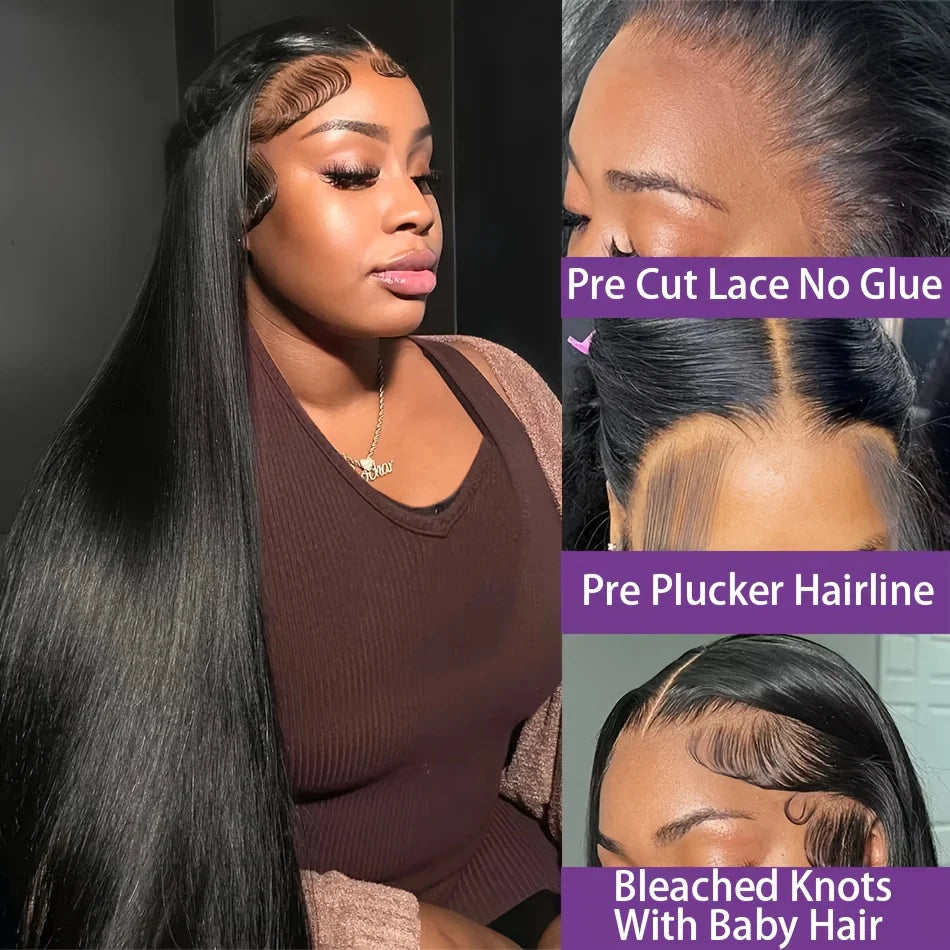 100% Human Hair 250% Density 13x4 Straight HD Lace Front Wig 30 40 Inch 13x6 Lace Frontal Wigs 5x5 Glueless Clourse Brazilian