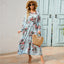 Women Maxi Dresses Sping Autumn Bohemian Casual Full Sleeve High Waist Beach Woman Chiffon Dresses Floral Vestidoes Long Dress