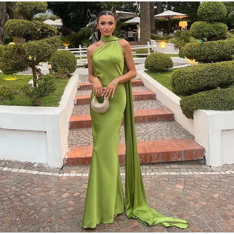 Elegant Ribbon Halter Dress Women Solid Off Shoulder Sleeveless Backless Slim Maxi Dresses 2026 Summer Autumn Party Robes Lady