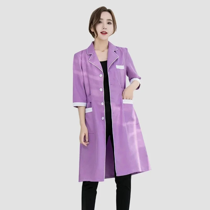 Beauty Salon Work Wear High Quality Spa Uniforms Tattooist Work Clothing Lab Coat Summer Purple Long Sleeve Scrubs Uniform New Secondary image