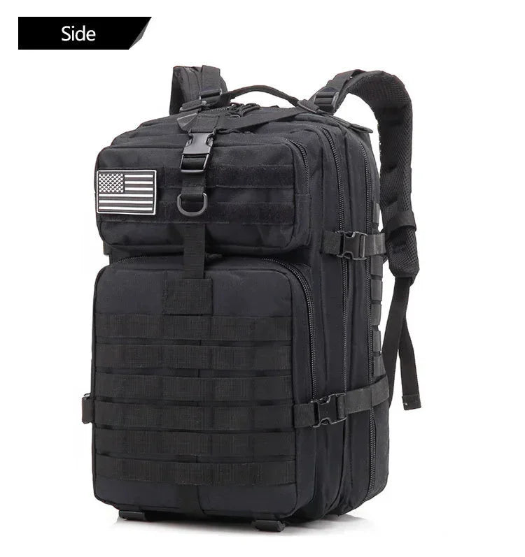 Men 45L Tactical Hiking Backpack Molle Mountaineering Water Resistant Outdoor Camping Trekking Backpacking Bushcraft Travel Rucksack Bug Out Bag Survival Emergency Large Capacity Climbing Cycling Daypack Women Durable Wear Re