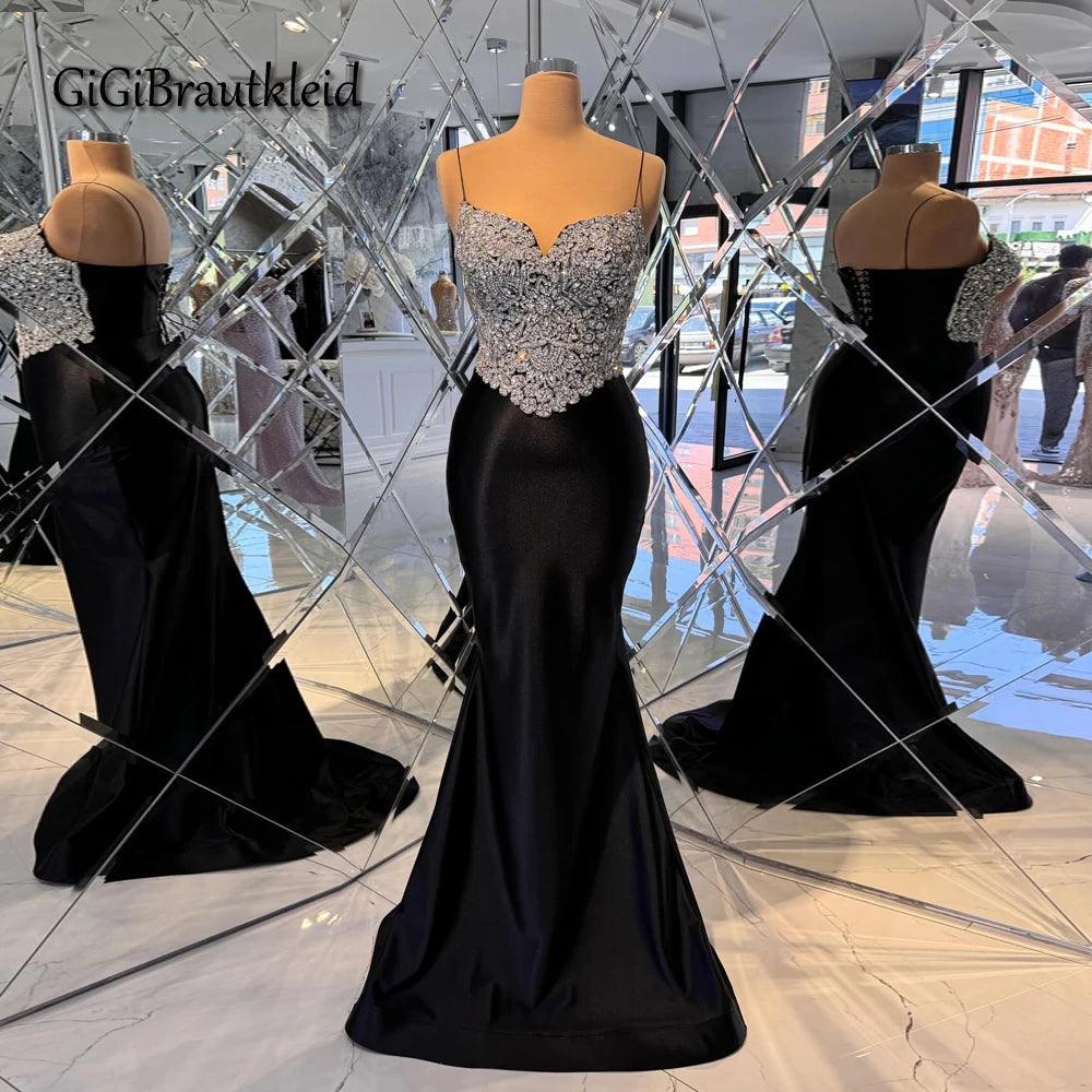 GiGiBraut Fancy Spaghetti Straps Prom Dress for Women Rhinestones Lace up Sweetheart Evening Gowns Vestidos De Gala Customized Main image