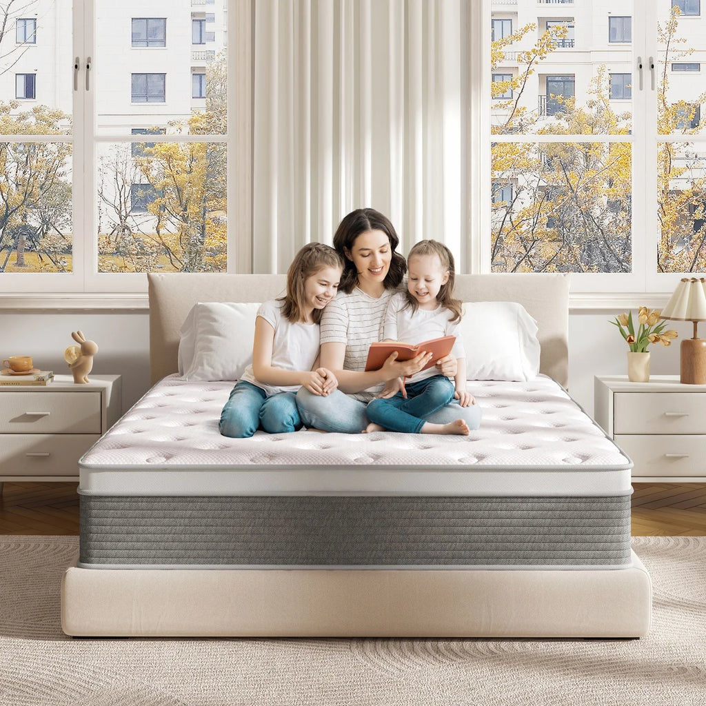 Twin XL Mattress, 12 Inch Twin XL Mattress in a Box Hybrid Design for Cooling Sleep Pressure Relief Supportive Fiberglass Free