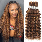 Human Braiding Hair For Boho Braids 110g Deep Water Wave Bulk Human Hair For Braiding 15A Curly Human Hair Extensions 2 Bundles