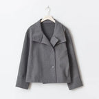 Casual Solid Loose Jackets Women Fashion Full Sleeve Single Breasted Stand Collar Short Coats Female 2025 Autumn Lady Outwears