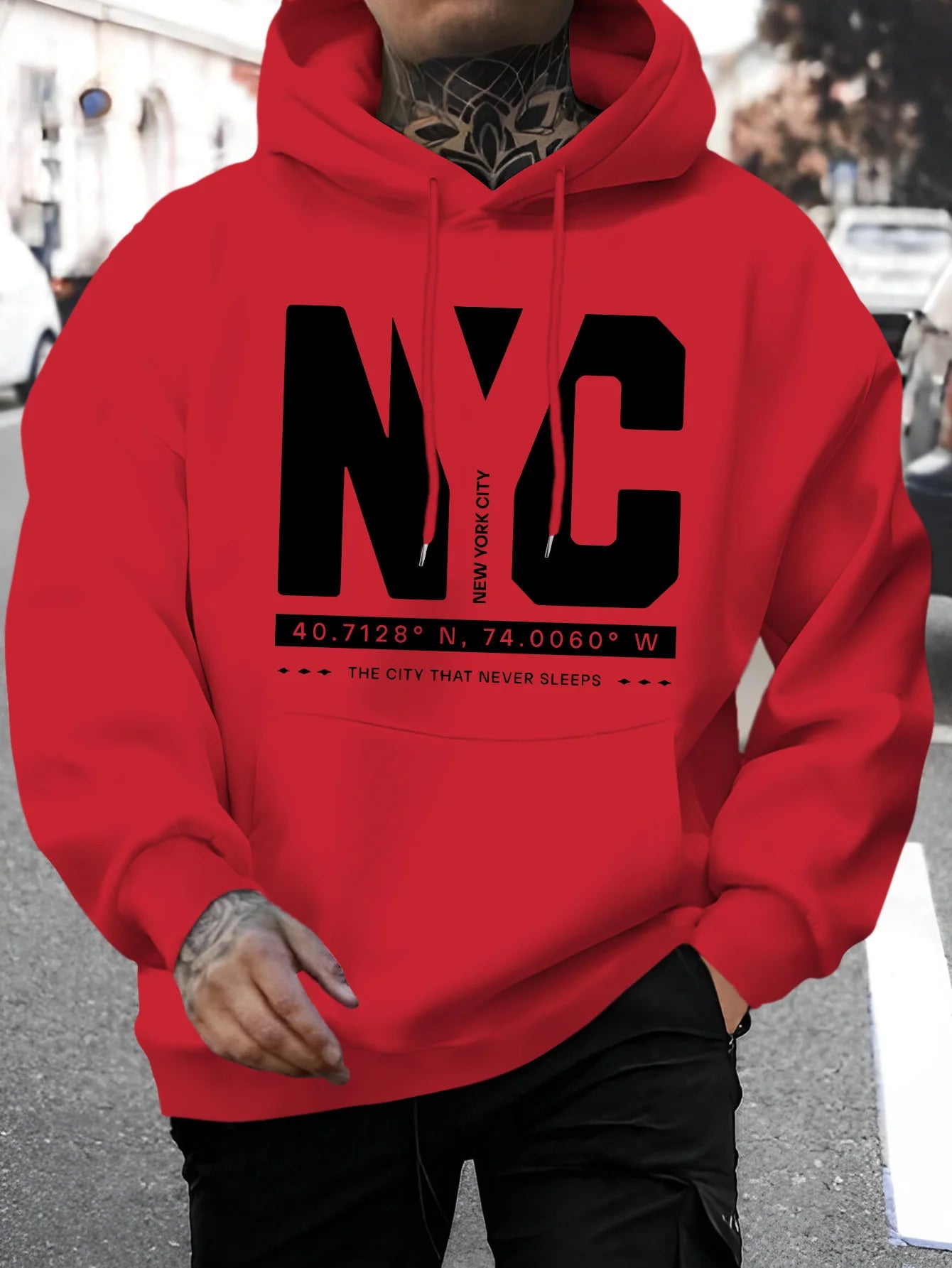 Men's autumn and winter casual fashion loose and comfortable letter print long sleeved hooded sweatshirt warm pullover Main image