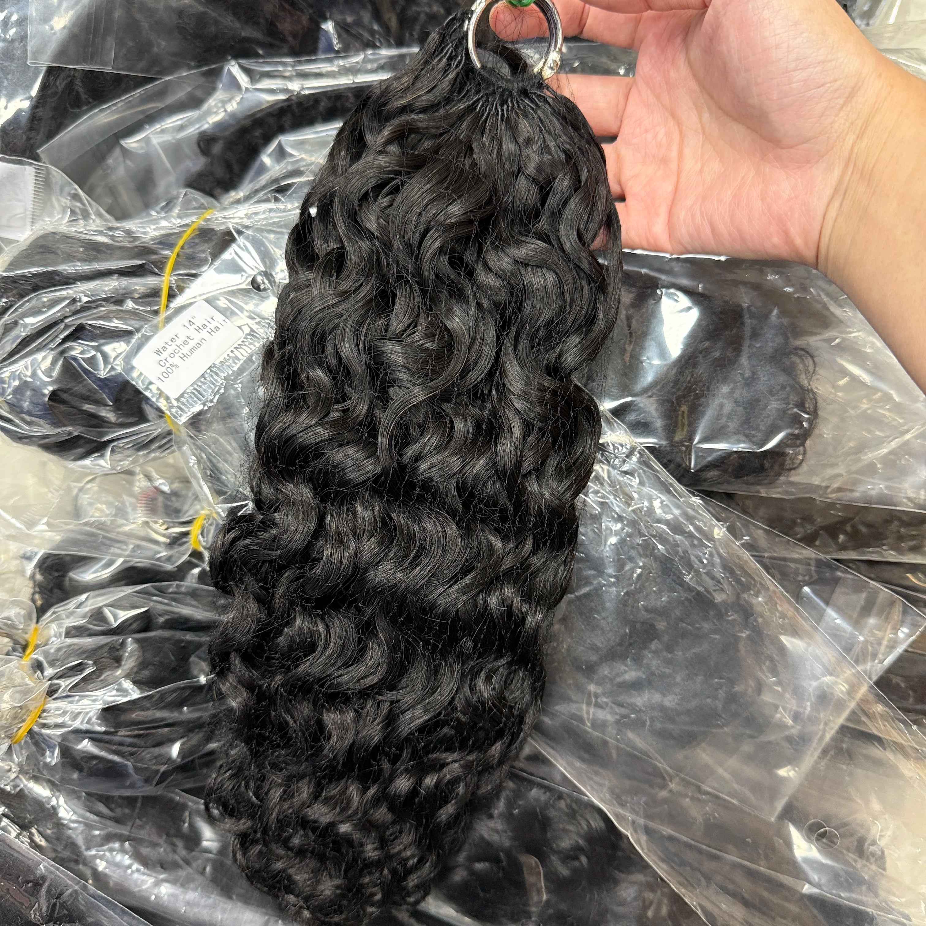 NABI Pre-Separated Crochet Human Hair Bundle Miracle Knots Braiding 14-18inch Water Wave Curly 100% Human Hair for Women