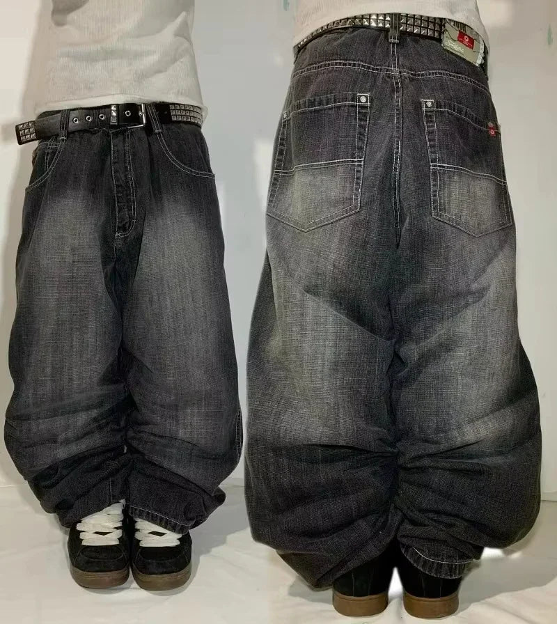 Gothic New Fashion Heavy Industry Washing Equipment Multi-pocket Jean Women Y2K Rock Popular Hiphop High Waist Wide-leg Trousers