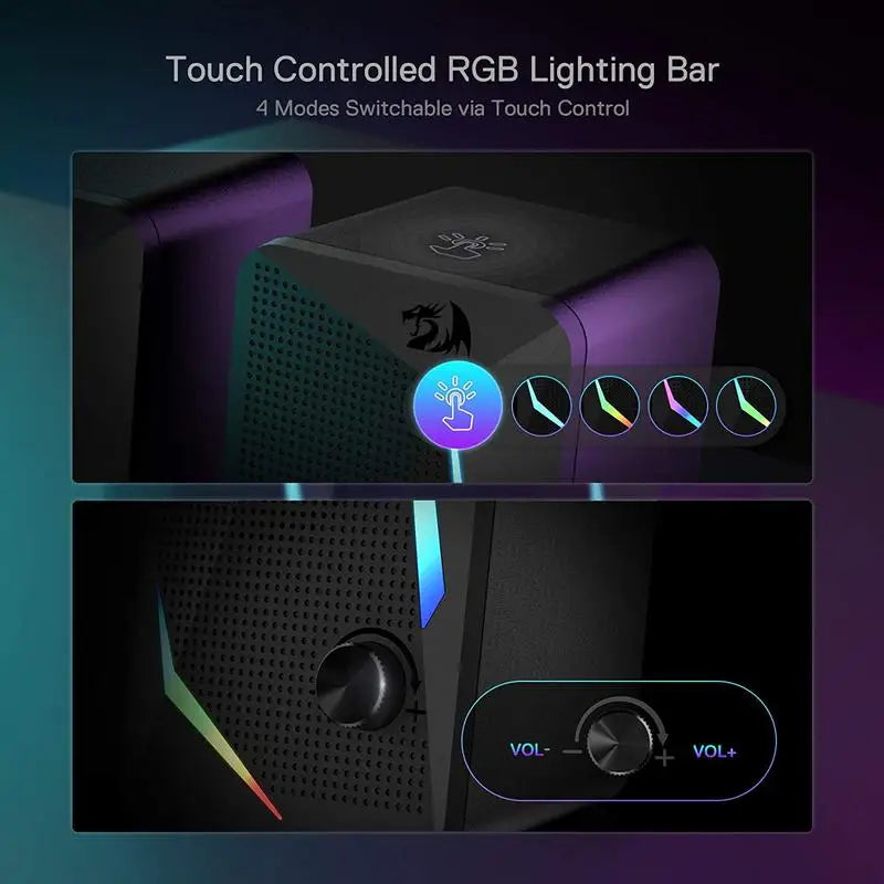 Redragon GS510 Waltz RGB Desktop Speakers, 2.0 Channel PC Computer Stereo Speaker with 4 Colorful LED Backlight Modes, Enhanced Secondary image