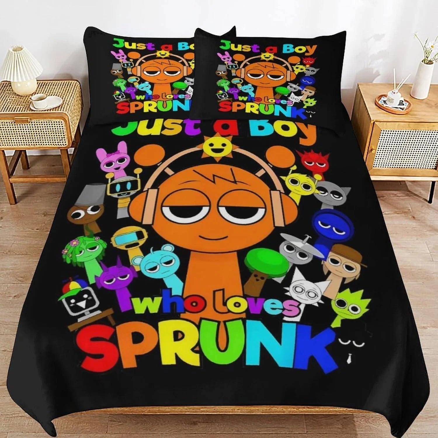 Sprunki Bedding Set 3D Printed Anime Game Skin-Friendly Suitable for Bedroom Duvet Cover Set With Pillowcases Kids Home Textile Main image