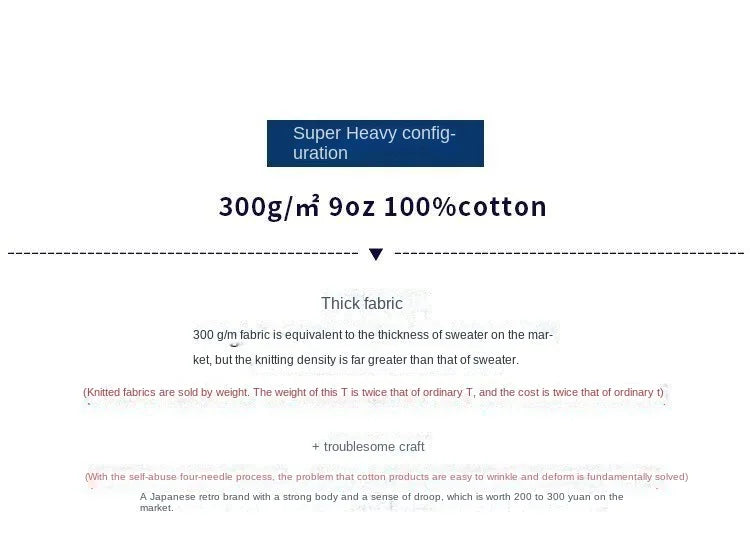 Heavyweight Impermeable 300g Carbon Matte Pure Cotton Thick Short Sleeved T-shirt Men and Women Pure White Simple Base Shirt