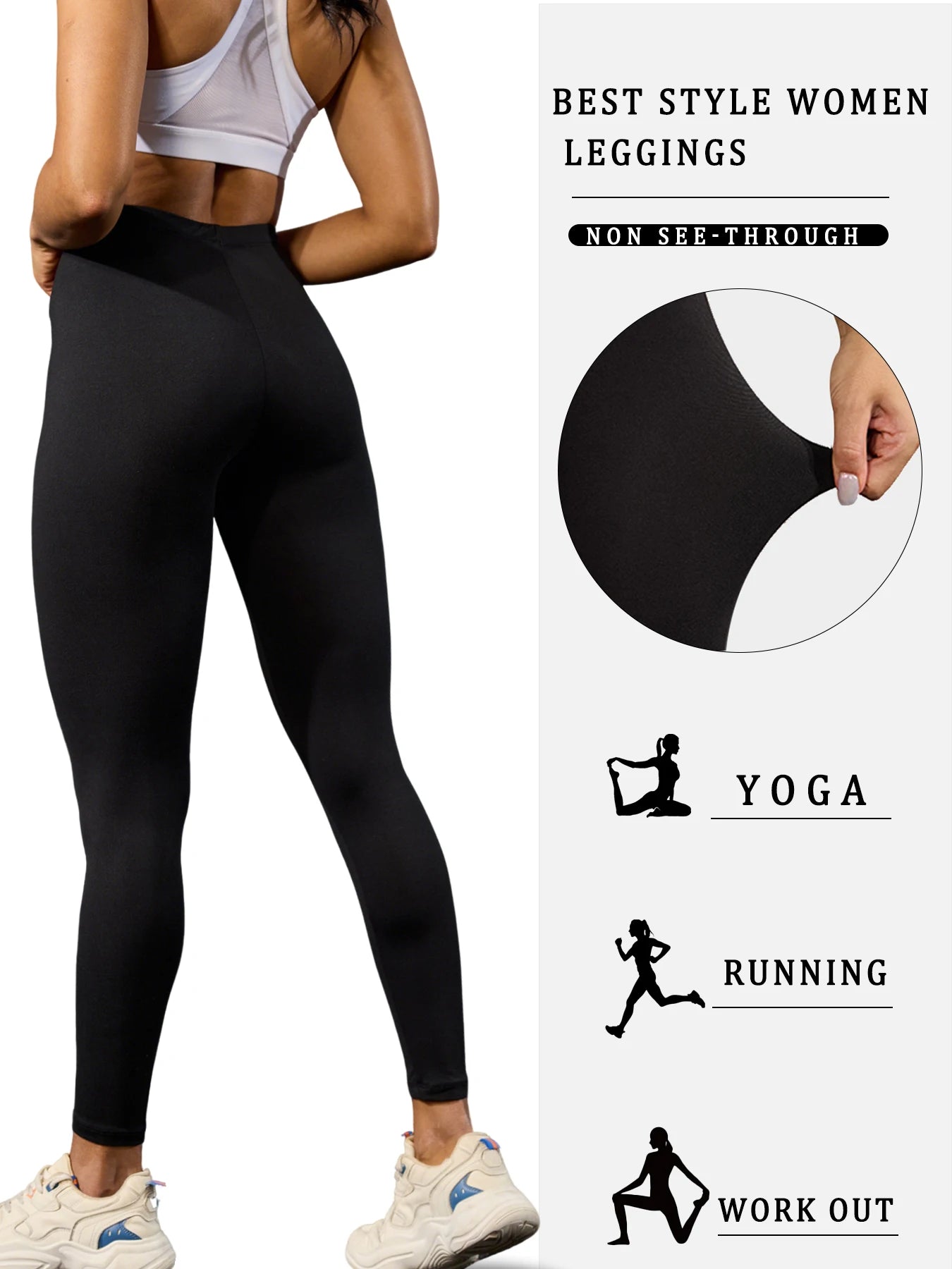Women's Super Soft Leggings High Elasticity No See Through Workout Yoga Running Athletic Push Up Gym Long Fitness Leggings Secondary image