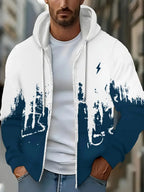 Fashion Gradient Graphic Hooded Zip-Up Casual Sports Pocket Design Long Sleeve Streetwear Outdoor Travel Street Oversized Hoodie