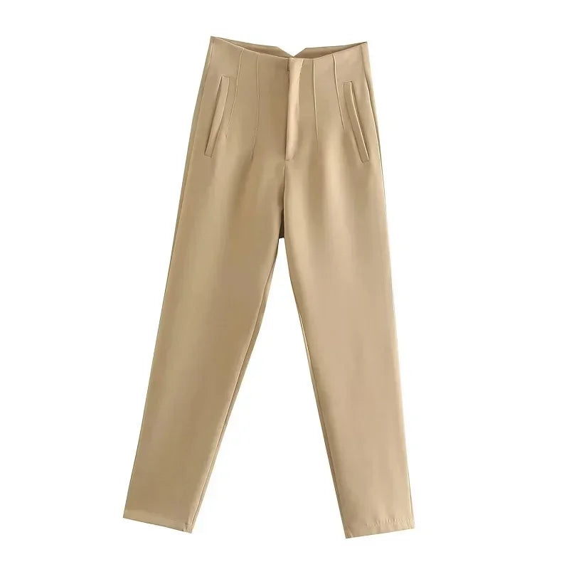 HXAO Fashion Office Wear High waist Pants for Women Formal Pants Office outfits Pencil Trousers Black Pink White Ladies Pants