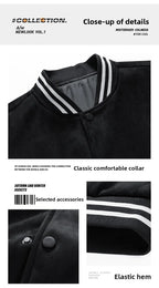 American Retro Suede Baseball Jacket Men's Spring Autumn Casual Leather Sleeve Outerwear JK819 Public Version Couple's Style