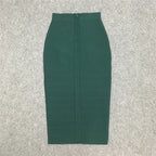 Elegant Elastic Knee Length Bandage Skirts For Women Chic High Waist Formal Occassion Office Lady Pencil Skirt Comfortable