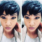 Short Pixie Cut Wig Human Hair For Women Machine Made Wigs With Bangs Brazilian Human Hair Wigs Cheap Pixie Cut WigsOn Sale