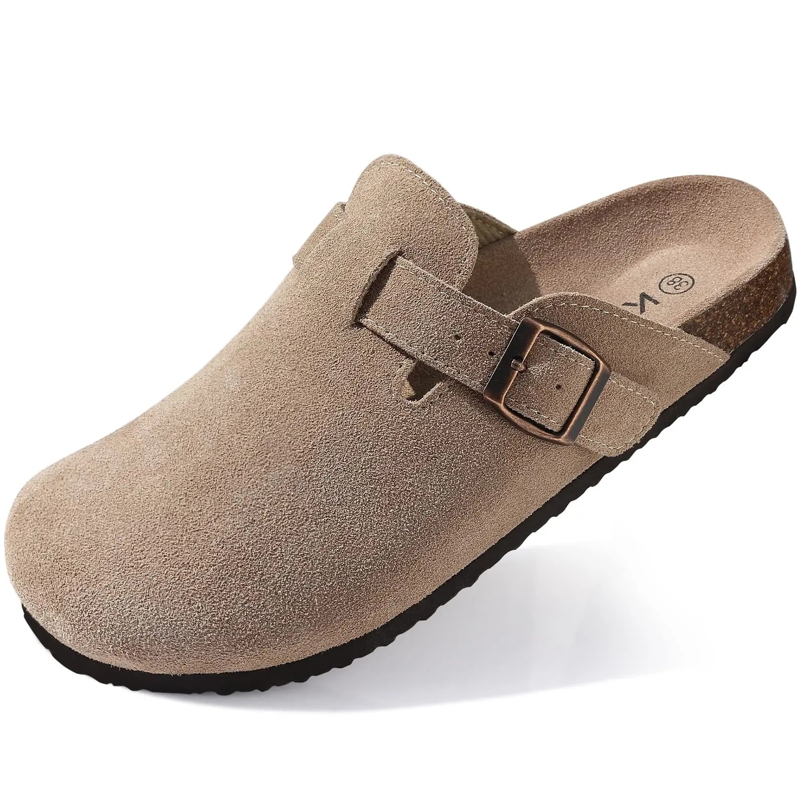 Crestar Fashion Clogs Slippers For Women Classic Suede Men Mules Cork Footbed Leather Potato Shoes With Arch Support Beach Slide Main image