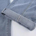 Retro Jeans European and American Style Design Slim Fit Leg Length All Match Pants Five Pointed Star Straight Women Versatile