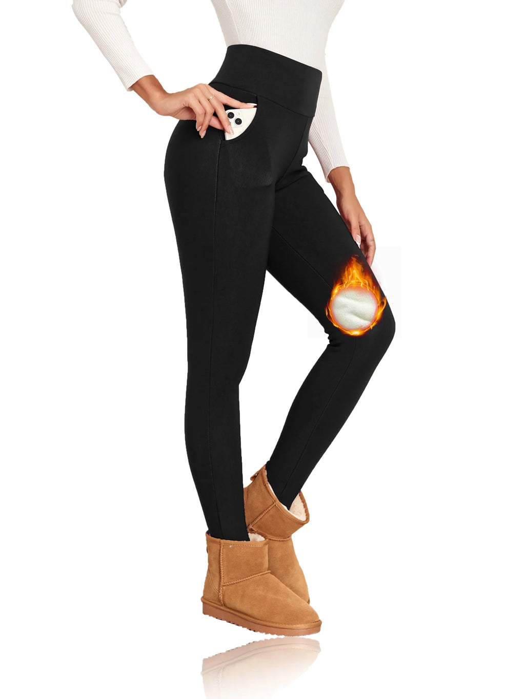 Pockets Thick Winter Warm Leggings Women High Waist Mallas Casual Velvet Warm Leggings Prevent Cold Super Warm Pants