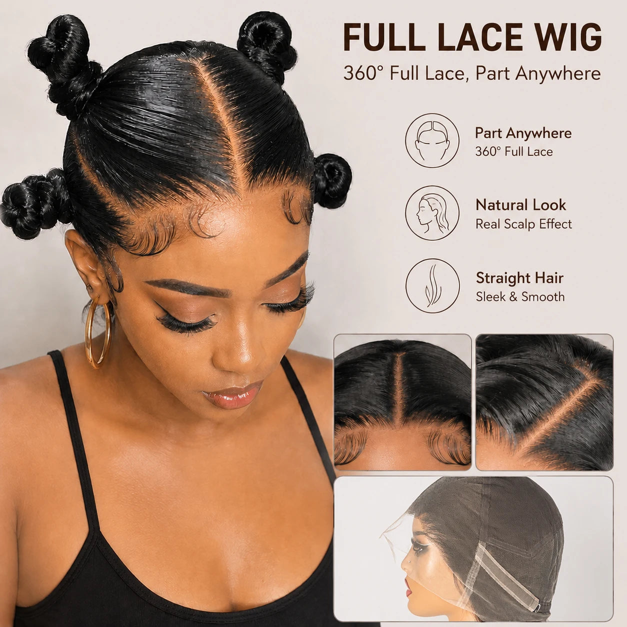 High End Real Full Lace Human Hair Wigs Bone Straight Brazilian 100% Raw Virgin Hair Breathable HD Full Lace Invisible Scalp Wig
