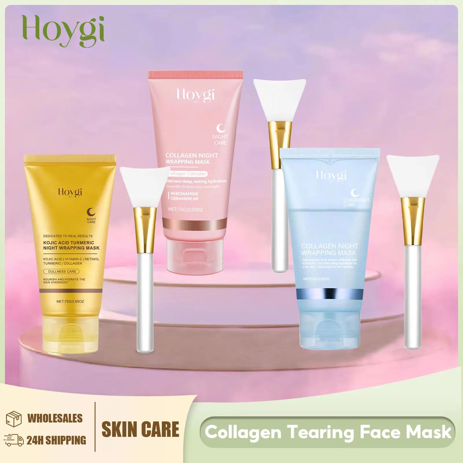 Collagen Peel off Mask Deep Cleansing Pores Oil Control Turmeric Wrapping Night Face Mask for Brightening Rejevenation Skin Care Main image