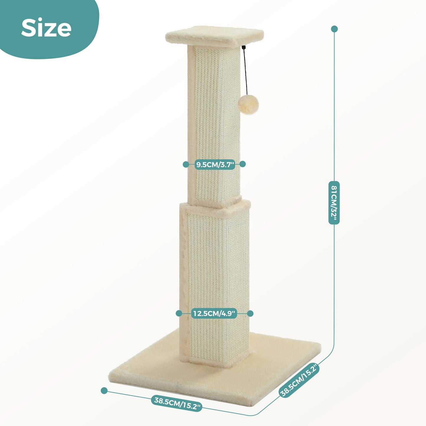 Large Cat Scratching Post for Indoor Cats Adults Ultimate Scratch Post with Woven Sisal Dangling Ball Tall Cat Scratcher Cat Toy