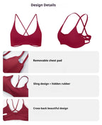 Sports Bra High  Support Women Gym Underwear Push-up Back Cross Yoga Crop Top Running Workout Fitness Pilates Solid Color