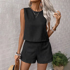 Summer Shorts Sets Women 2026 Fashion Sleeveless Loose Tank Tops And Short Pants Two Piece Sets Women Outfit Casual Femme Suit
